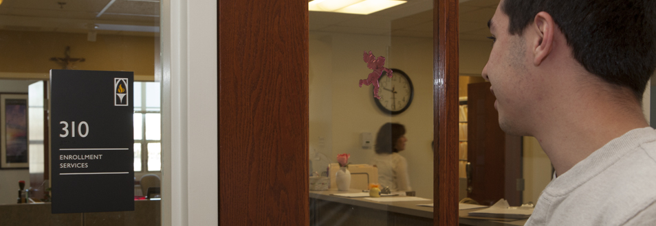 A student about to enter enrollment services