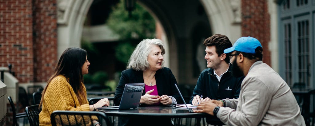 Faculty Outside Ruane Students