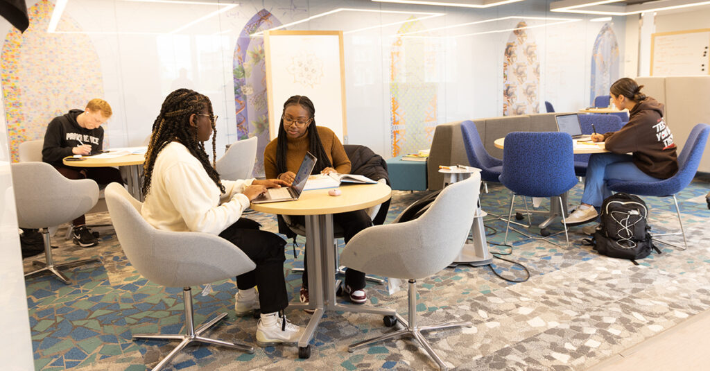 Students studying in the STEM lounge