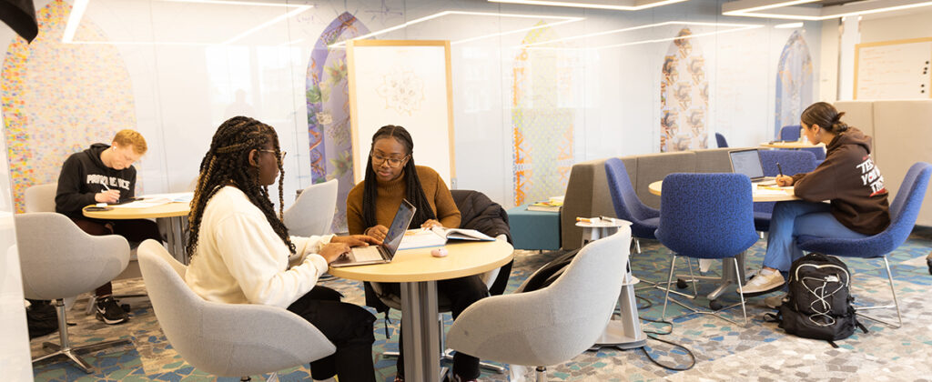 Students studying in the STEM lounge